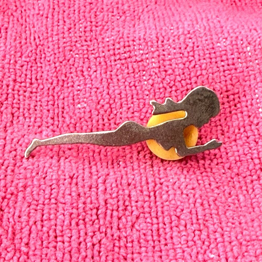 Vintage Mud Flap Girl Silhouette Lapel Pin 1.5" Silver Tone Trucker Novelty